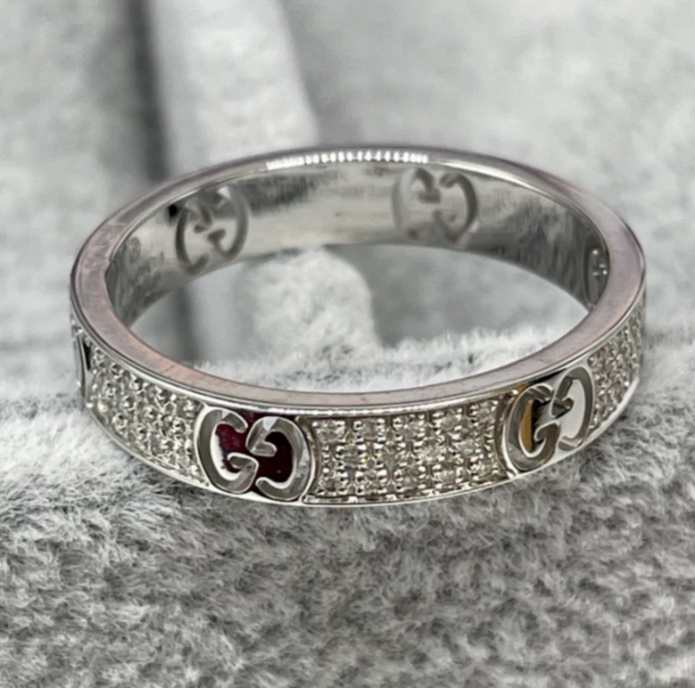 ANELLO GUCCI ORO BIANCO 18KT CARATI E DIAMANTI ICON STURDUST ETERNITY UOMO DONNA - Immagine 4 di 4