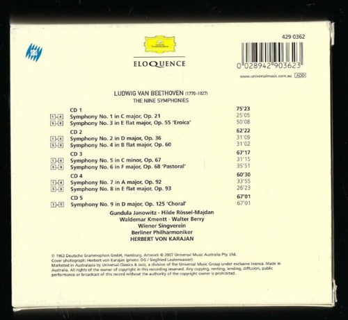 Herbert Von Karajan Beethoven Nine Symphonies Deutsche Gramophone 5 x CD Set - Picture 3 of 6