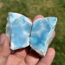 HQ Larimar Deep Blue Nodule butterfly Split Specimen Polished face Freeform