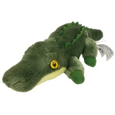 Aurora Alligator Crocodile Plush Stuffed Animal Toy Small Green Yellow Eyes 10.5
