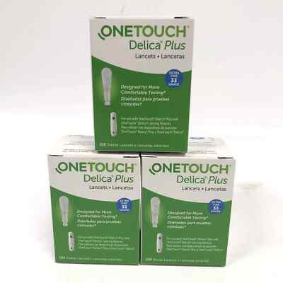 3-100 Count Boxes of One Touch Delica Plus 33G Lancets Extra Fine EXP1/2029