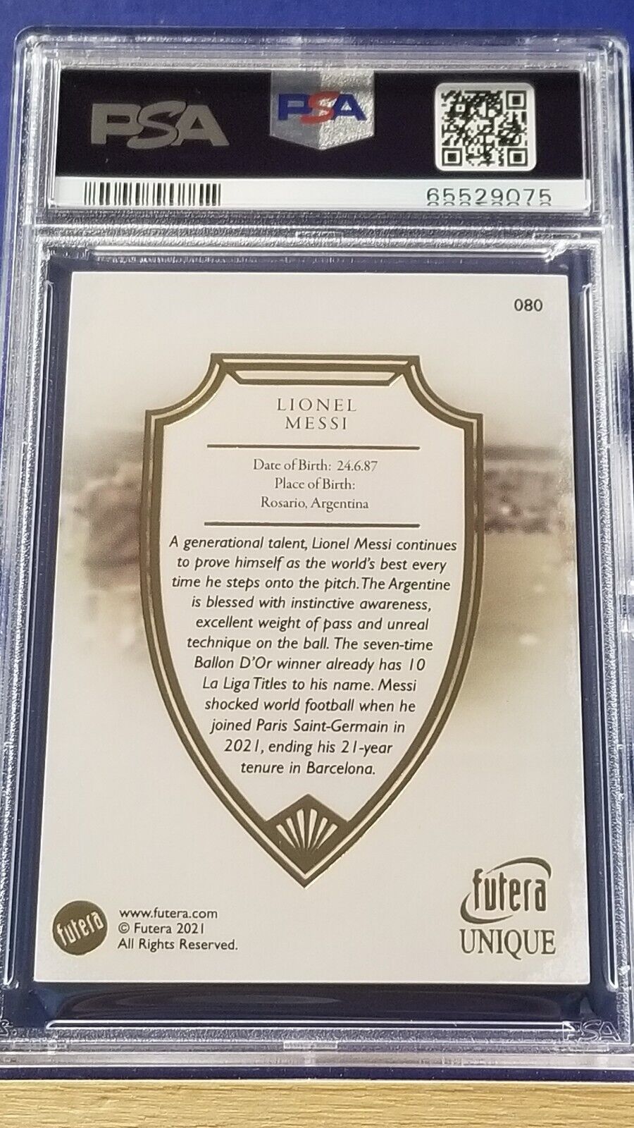 Lionel Messi - 2021-22 Futera Unique World Football PSA 9