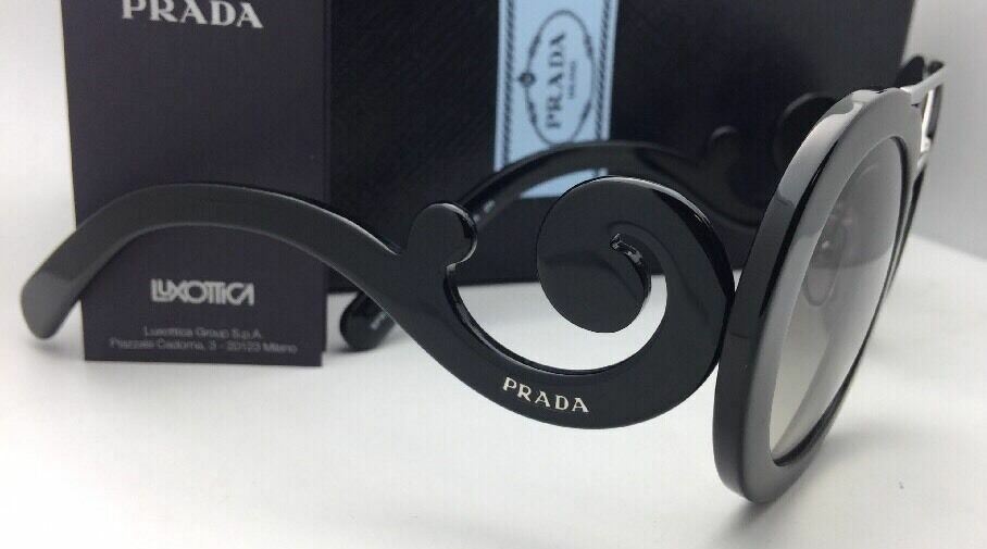 New PRADA Sunglasses SPR 13S 1AB-0A7 54-25 Black & Silver Frame w