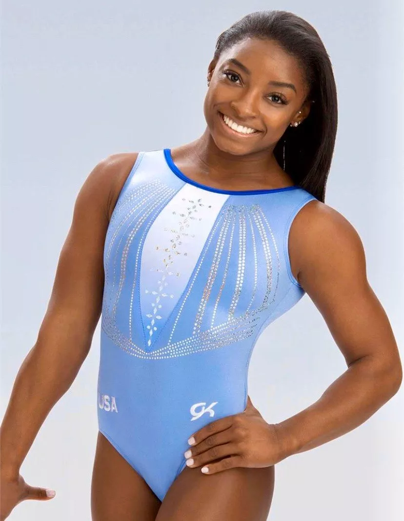 New GK ELITE Gymnastics Leotard PERIWINKLE POWER US National Team Replica  SZ: CL