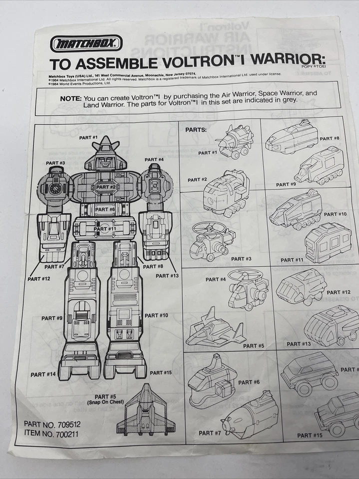 VOLTRON I AIR WARRIOR Matchbox Defender of the Universe 1984 Completo sin caja Foto 2 de 4