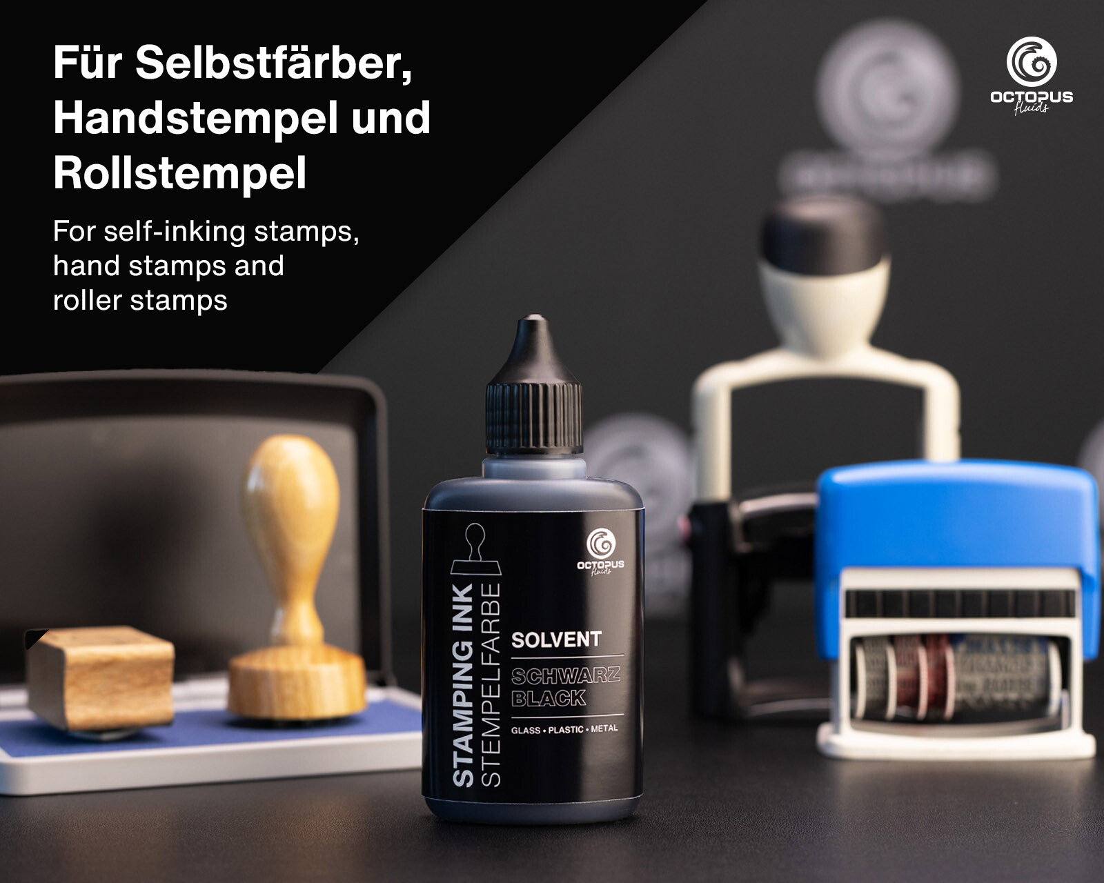 50ml Stempelfarbe wasserfest permanent Nachfülltinte f Stempelkissen schwarz