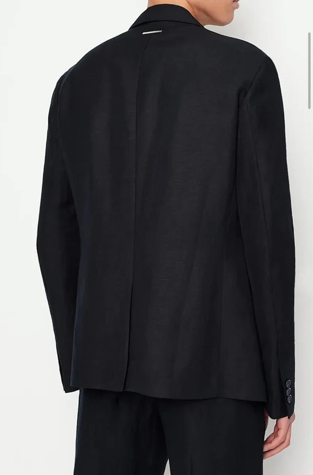Armani Exchange Mens Black Two Button Modern-fit Stretch Casual Blazer Jacket 38 - Image 3 of 4