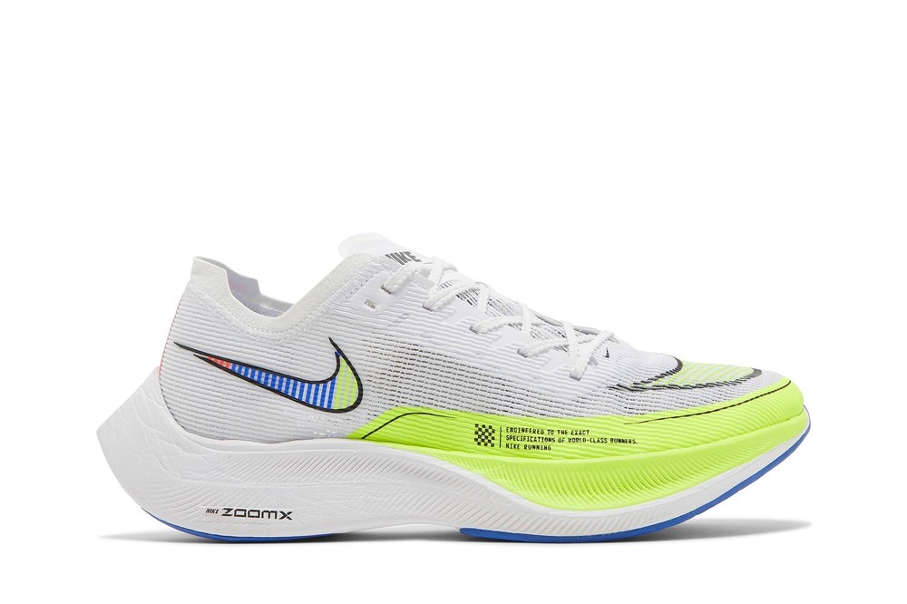 Nike ZoomX Vaporfly Next 2 White Volt Racer Blue Running Shoes CU4111-103