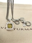 David Yurman 925 Silver 7mm Albion Pendant Lemon Citrine & Diamonds 18" Necklace