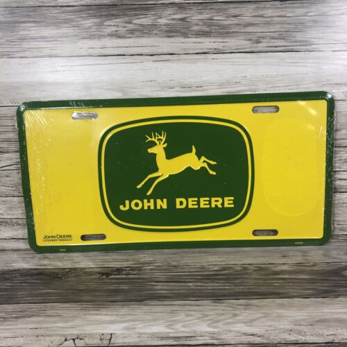 Plaque d'immatriculation agricole en relief vert jaune John Deere grotte homme 2680 - Photo 1/6