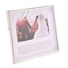 Image of Silver Photo Frame for Wedding 6'x4' Picture with Diamantes and Message