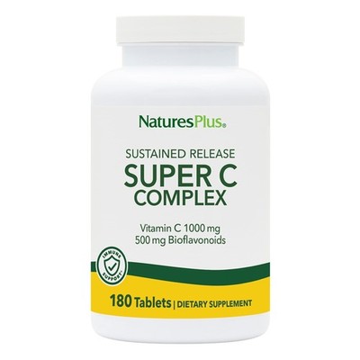 NaturesPlus Super C Complex Sustained Release 180 Tablets 1000mg Vitamin C Biofl