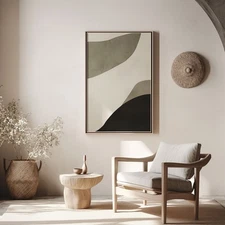 Green Hand Painted on Oil Painting Simple Abstract Wall Art Home Decor 