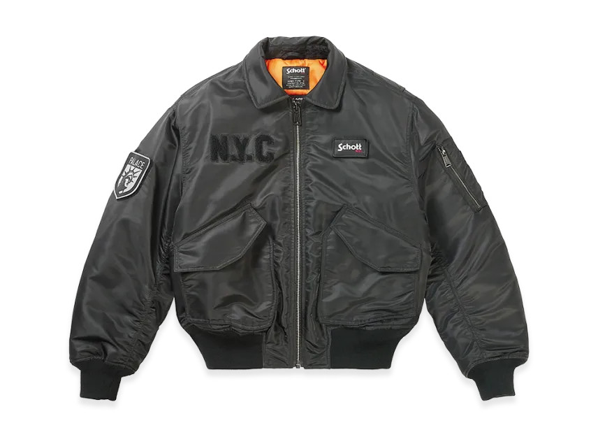 PALACE x Schott CWU 90's Fit Bomber Jacket Black thumbnail 2
