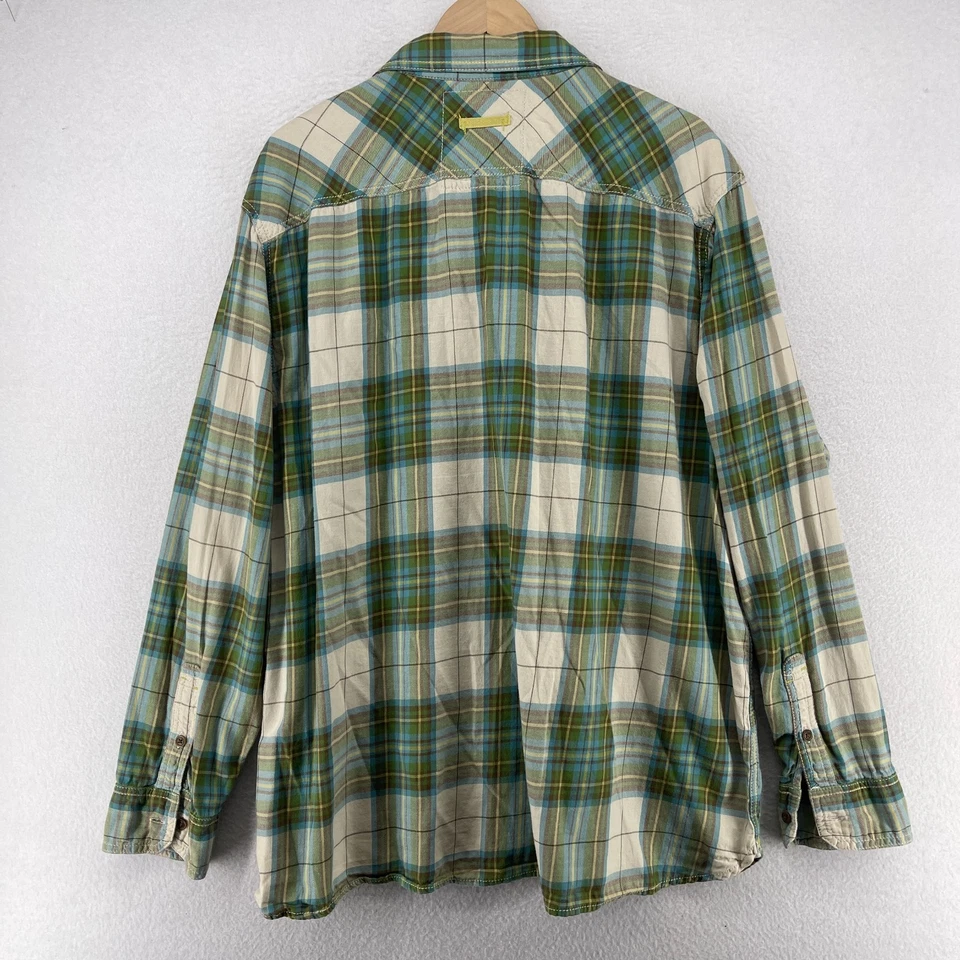 Camisa LIFE IS GOOD Para Hombre XL SIMPLE COMO ESA Franela Cuadros Calce Relajado Algodón Verde Foto 3 de 4