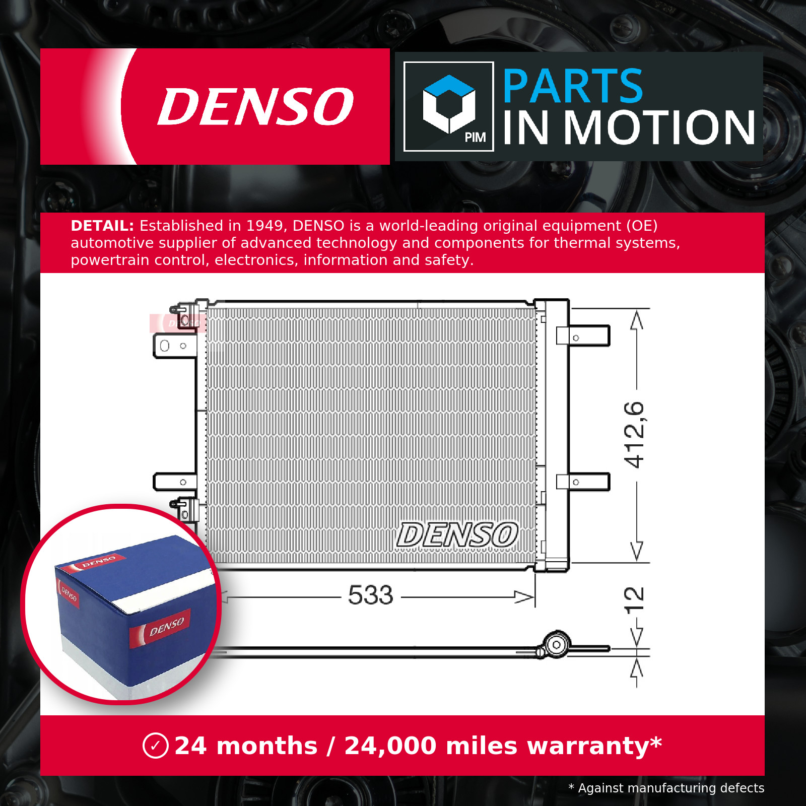Air Con Condenser fits VAUXHALL GRANDLAND X 2.0D 17 to 21 AC Conditioning Denso