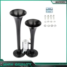 12V 135 DB Dual Trumpet Deep LOUD Train Air Horn Kit 12V Metal