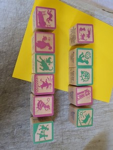 11 Wooden Blocks With Nursery Rhymes On Each Block Pictures Colors Very Unique
