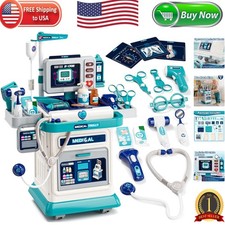 Deluxe Kids Doctor Kit with Mobile Cart - Lights, Sounds  Storage for 3-5 Yrs