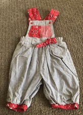 Vintage Girl romper overalls size 3T Blue/white stripe w/red bandana accents