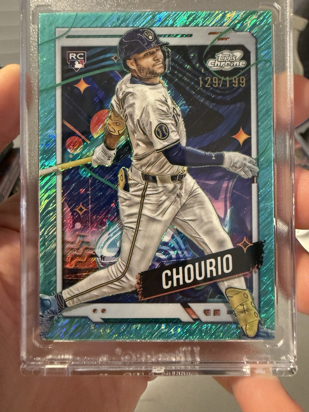 Topps 2024 Cosmic Chrome Aqua Refractor Rookie Jackson Chourio #179 /199 Brewers