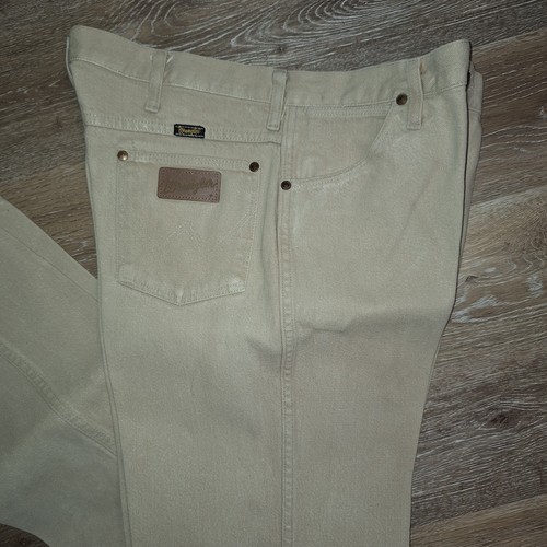 Wrangler Western Jeans USA-Made Tan Denim Cowboy Cut 38x32 Starched - Picture 4 of 8