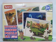 SYNARRY Large Dinosaur Wooden Puzzles for Kids 4 in 1 Box 12.2 x 9.4" New in Box