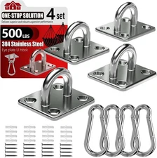 304 Stainless Steel Pad Eye Snap Hooks, M5 Heavy Duty Ceiling Hooks, Set of 8