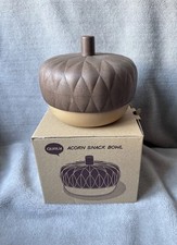 Qualy Acorn Snack Bowl Lidded Brown Nut Double Layer Tray With Box
