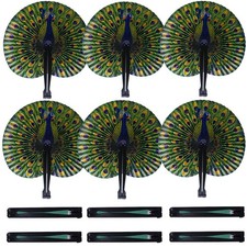 Bestage 10 Pcs Peacock Paper Fans