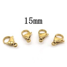 10PCS Stainless Steel Gold Plated Lobster Clasp, 15mm Jewelry Findings SSF07-15