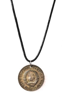 Coin  based Pendant -Yugoslavia -5 Dinara -State emblem of Yugoslavia-Uniq gift