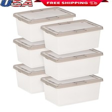 Storage Bins W/ Lids 14.5qt Stackable Plastic Totes Home Office Organization New