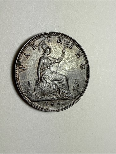 1881-H GREAT BRITAIN FARTHING COIN Nice High Grade No Reserve! - Picture 4 of 6