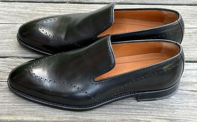 Bontoni David Brogue Italy Made Dress Shoes Loafers Sz 10 1619$ Black