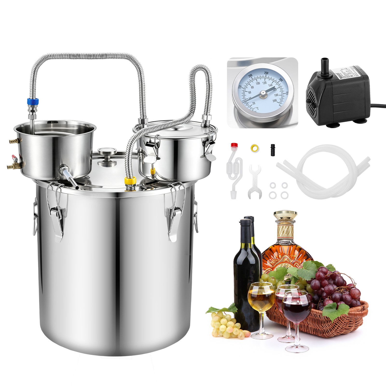 VEVOR 13.2 GAL/ 50L Alcohol Still Home Brewing Kit for DIY Whiskey Wine Brandy