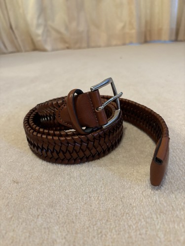 MENS 100% ITALIAN CALF LEATHER BELT BROWN L / XL