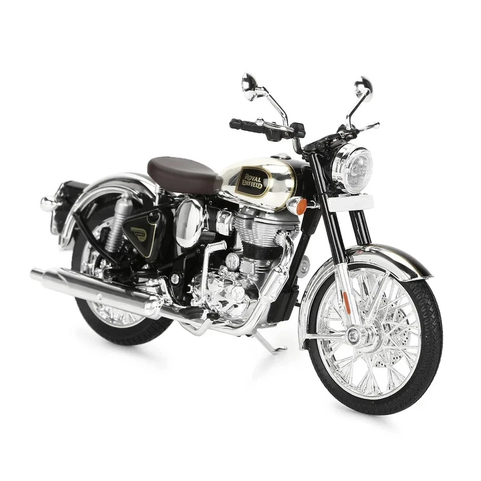 Modelo Royal Enfield Classic 350 escala cromo negro, plástico, metal Foto 4 de 4