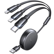 3 in 1 Retractable Charging Cable, Multi Charging with Type C, Micro USB Ports