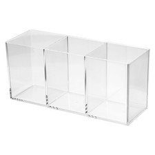 3 Compartments Clear Acrylic Pen Holder Pencil Holder Organizer Cup, Transparent