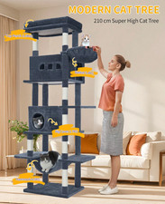 210cm Extra Large Cat Tower Cat Tree Multi-Level Cat House With Condo 8 Scratch