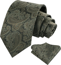 Mens Paisley Tie Handkerchief Casual Floral Necktie Set