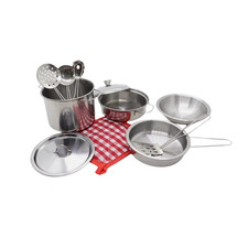 13PCS Kids Kitchen Play Set Stainless Steel Pots  Pans Pretend Cooking Toy