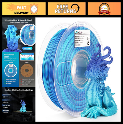 Shiny Gradient Silk PLA 3D Printer Filament 1.75mm Azure Blue 1KG/2.2lb - High-Q