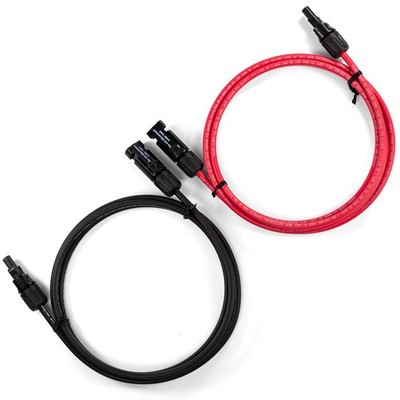 10 AWG Solar Wire Extension 6 Ft Black + 6 Ft Red with Staubli MC4 Connectors