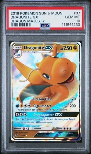 Dragonite GX 37/70 - Dragon Majesty PSA 10 GEM MT