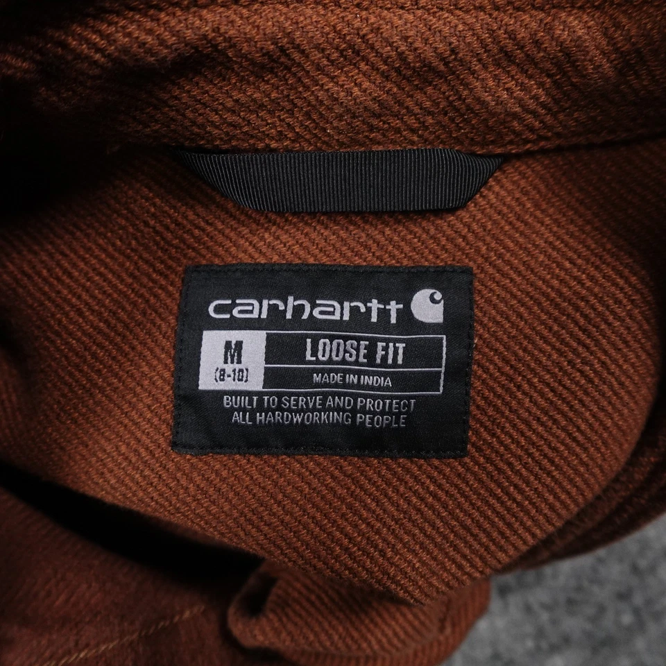 Camisa de trabajo Carhartt Twill Shacket para mujer mediana marrón holgada manga larga Foto 4 de 4