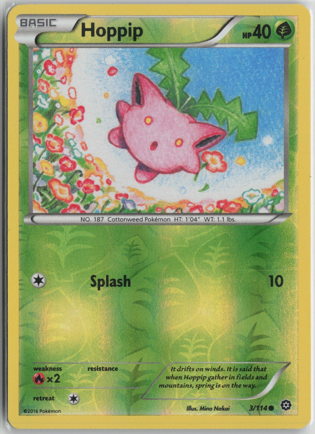 Hoppip 3/114 Common XY - Steam Siege LP Reverse Holo