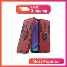 OnePlus 7/6T Case - Metal Ring Grip Kickstand, Shockproof Hard Bumper Works wit