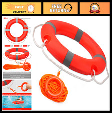 Safety Pool Buoy Throw Ring with Floating Lifesaving Rope Reflective Tape - Or